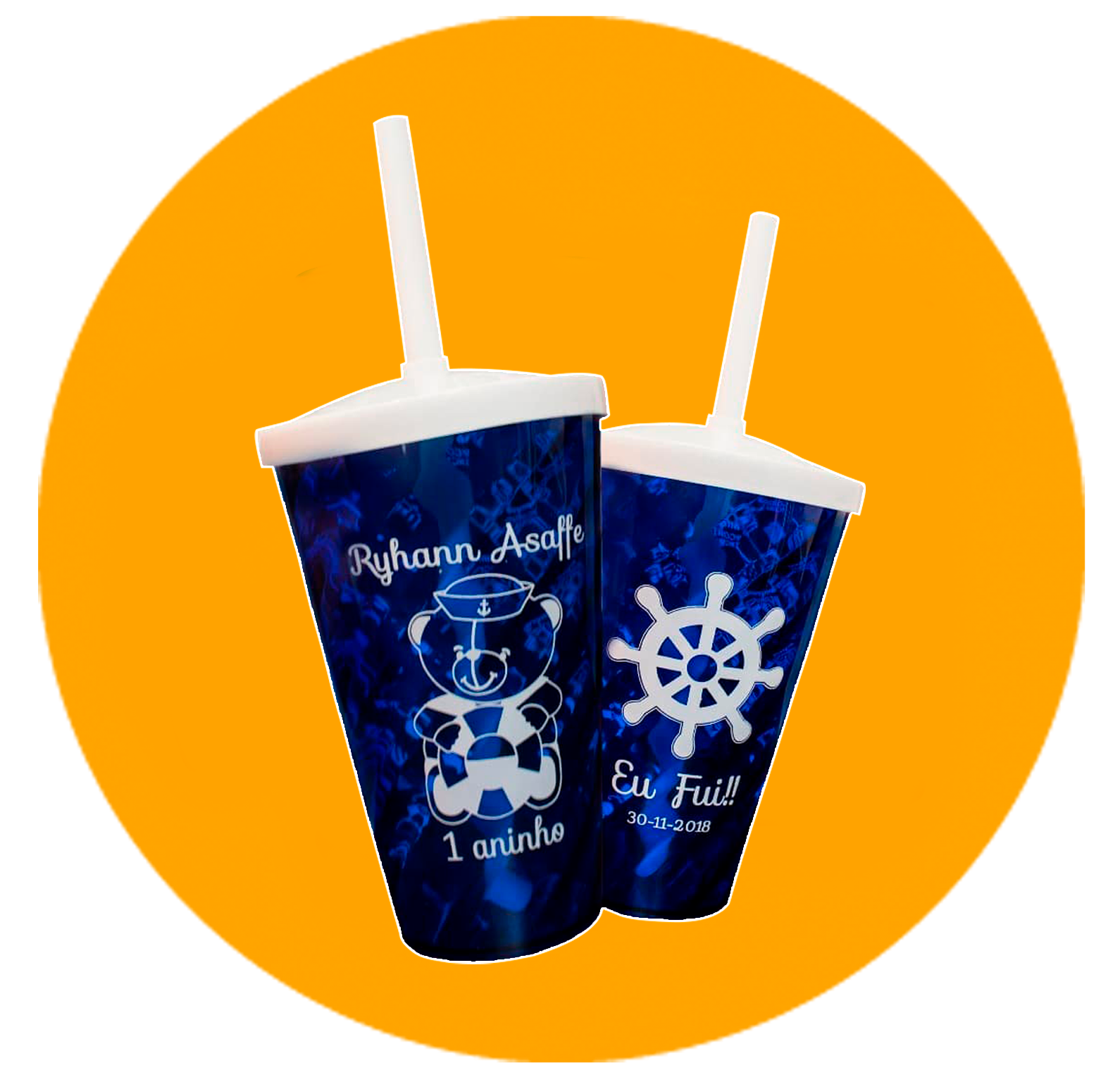 50 Copos Twister de 500ml personalizados - Copo Twister 500ml com tampa e canudo