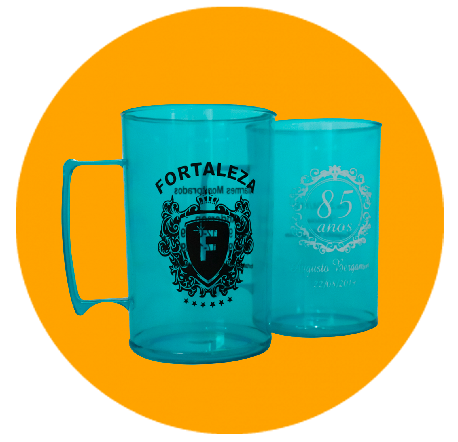 Canecas de 300ml personalizadas - Caneca 300ml azul tiffany translúcida