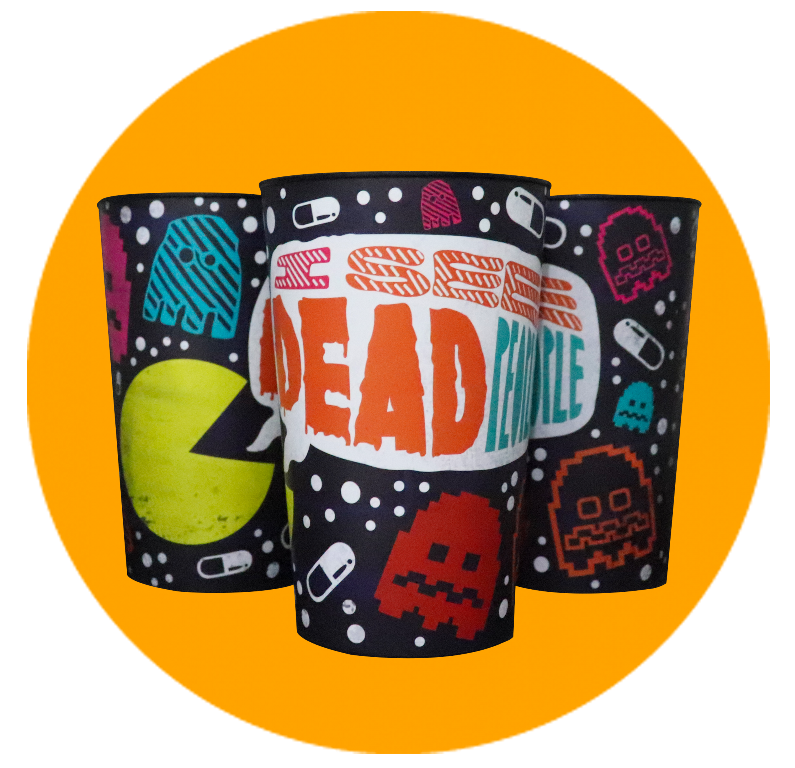 Copo Label 550ml - Pac Man Fantasmas - Copo personalizado Label 550ml