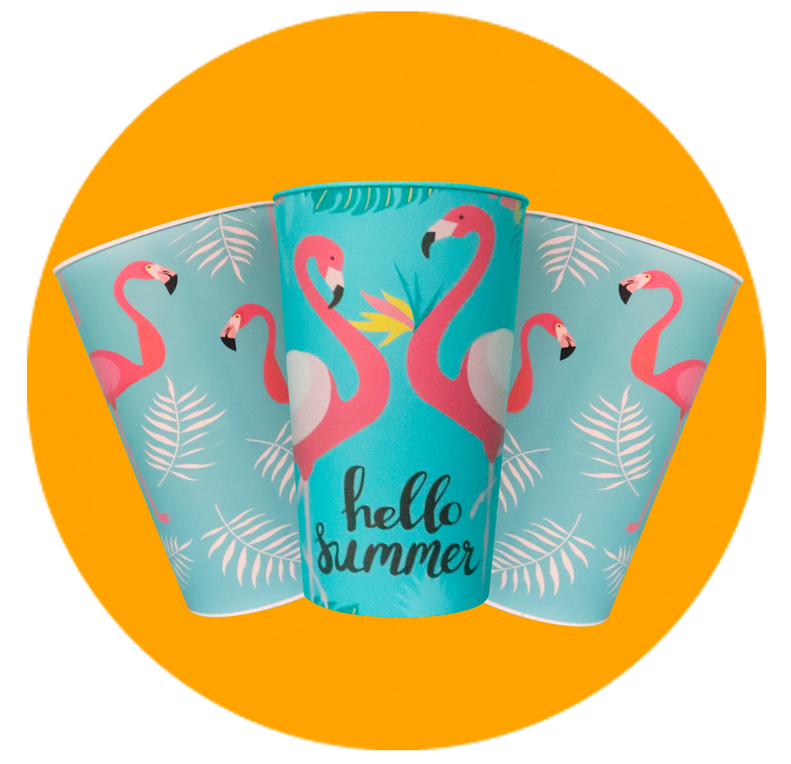 Copo Label 550ml - Hello Summer e Flamingo - Copo personalizado Label 550ml