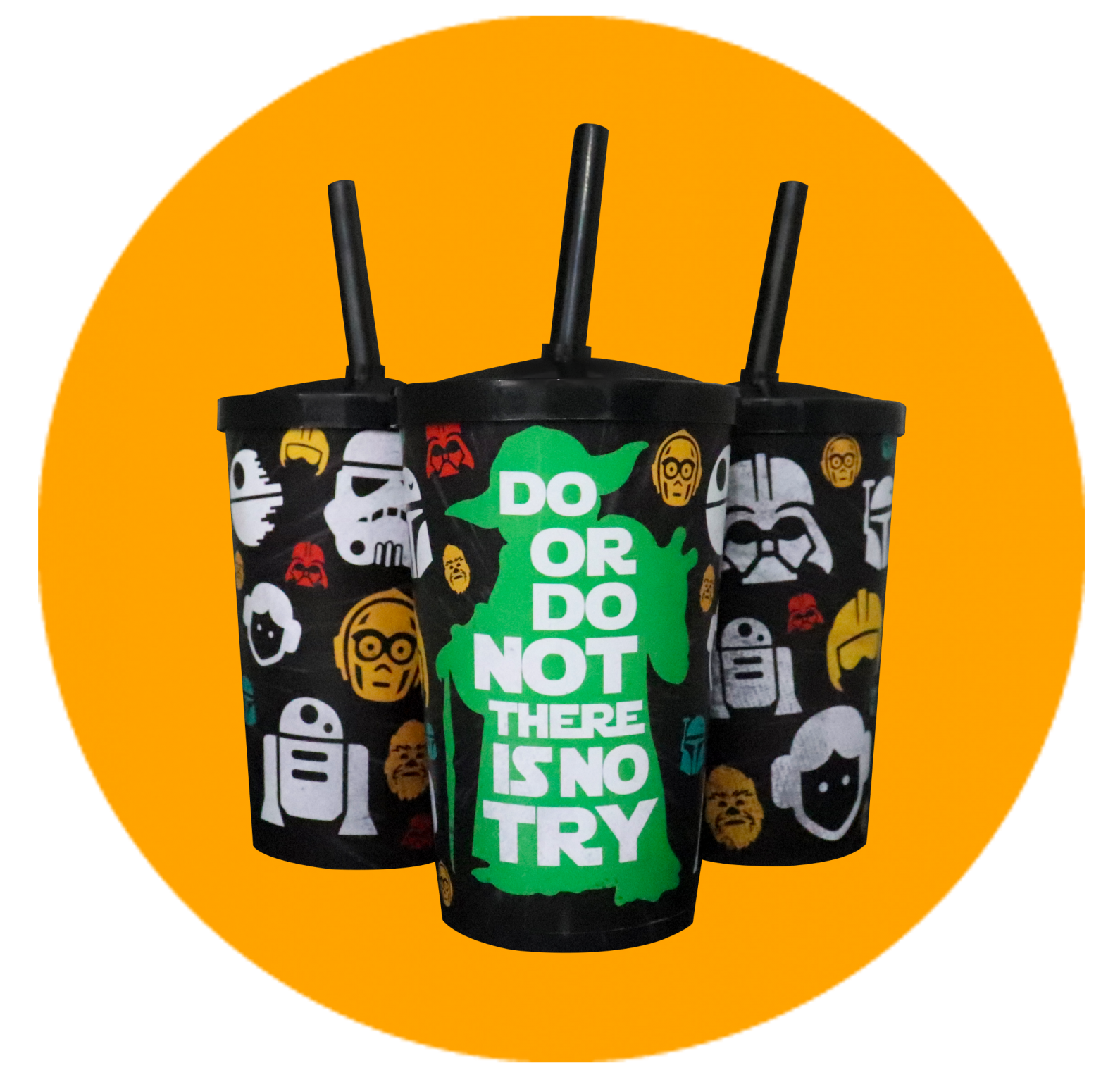 Copo Label 550ml c/tampa e canudo - Yoda