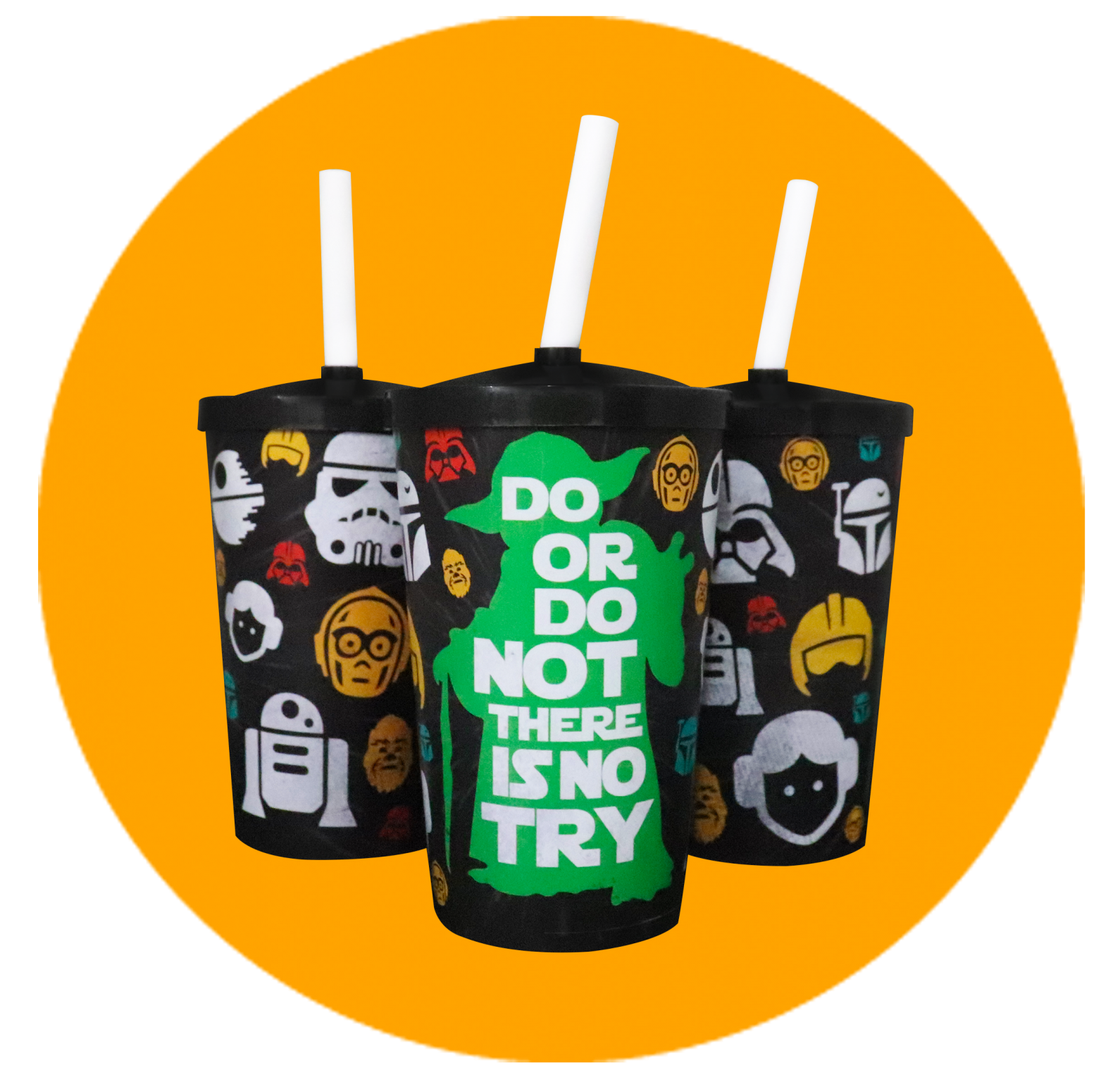 Copo Label 550ml c/tampa e canudo - Yoda