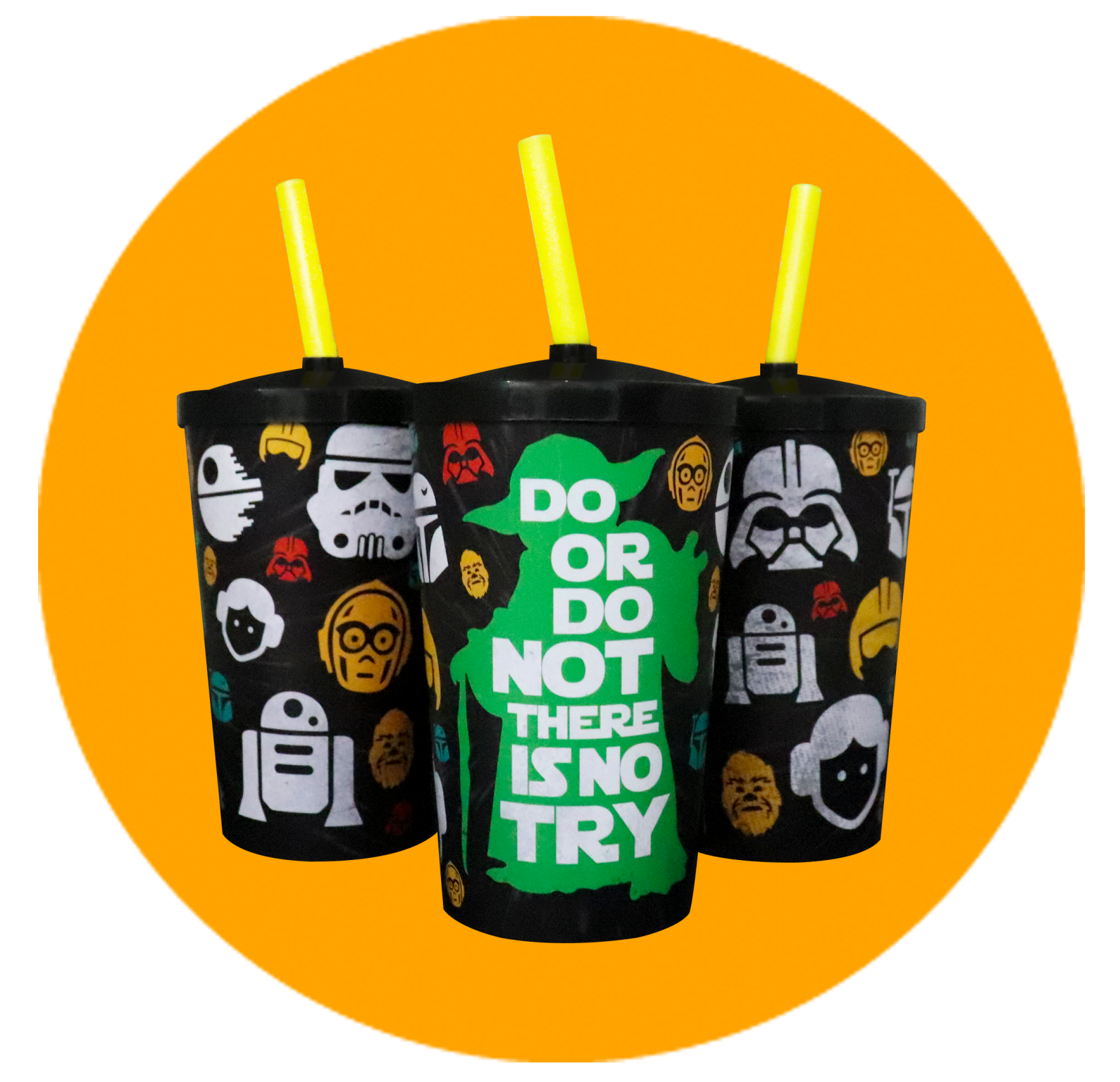 Copo Label 550ml c/tampa e canudo - Yoda