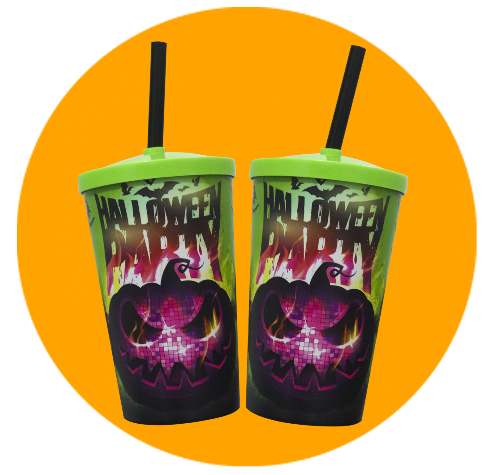 Copo Label 550ml c/tampa e canudo - Halloween Party
