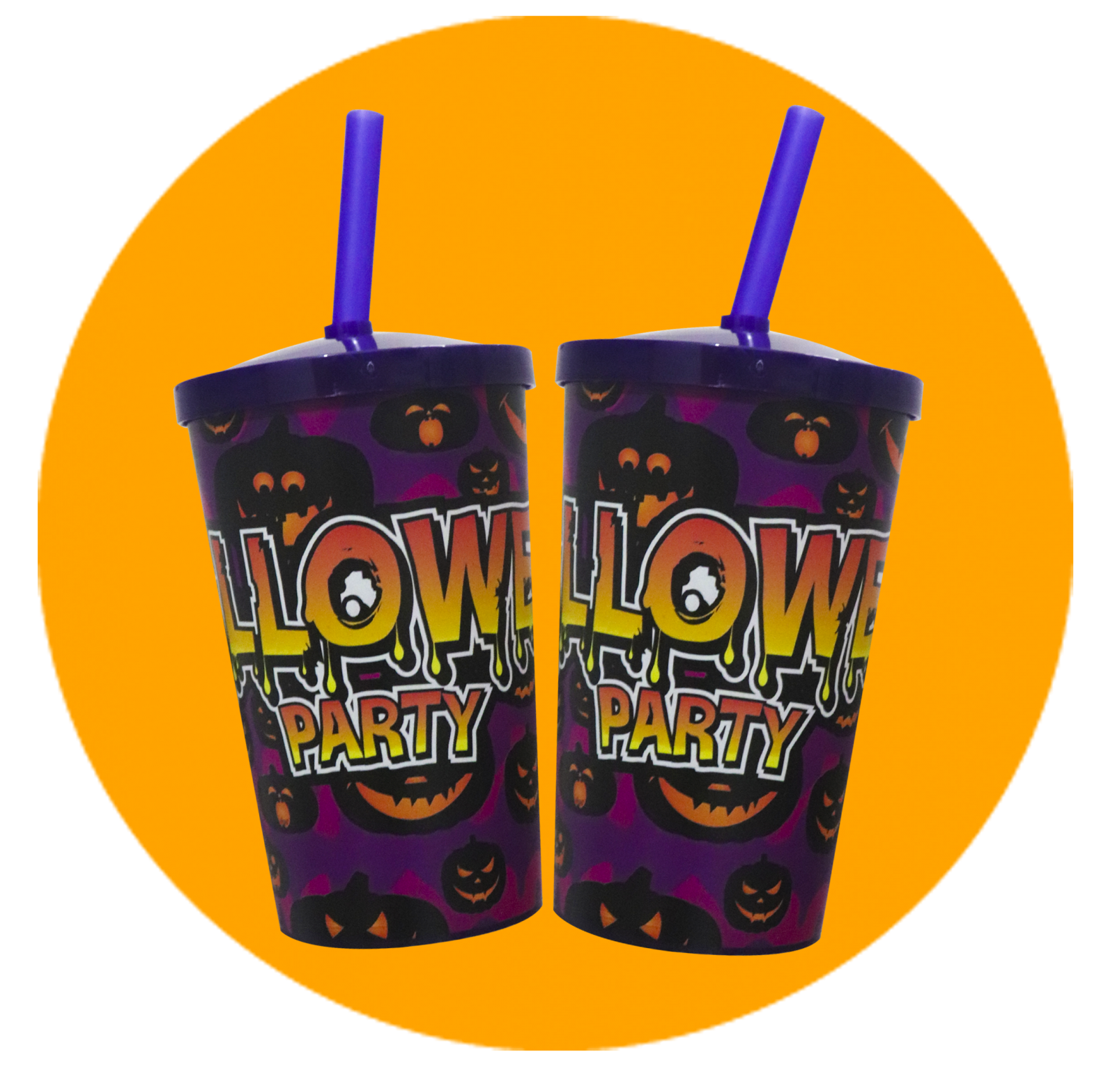 Copo Label 550ml c/tampa e canudo - Halloween Aboboras