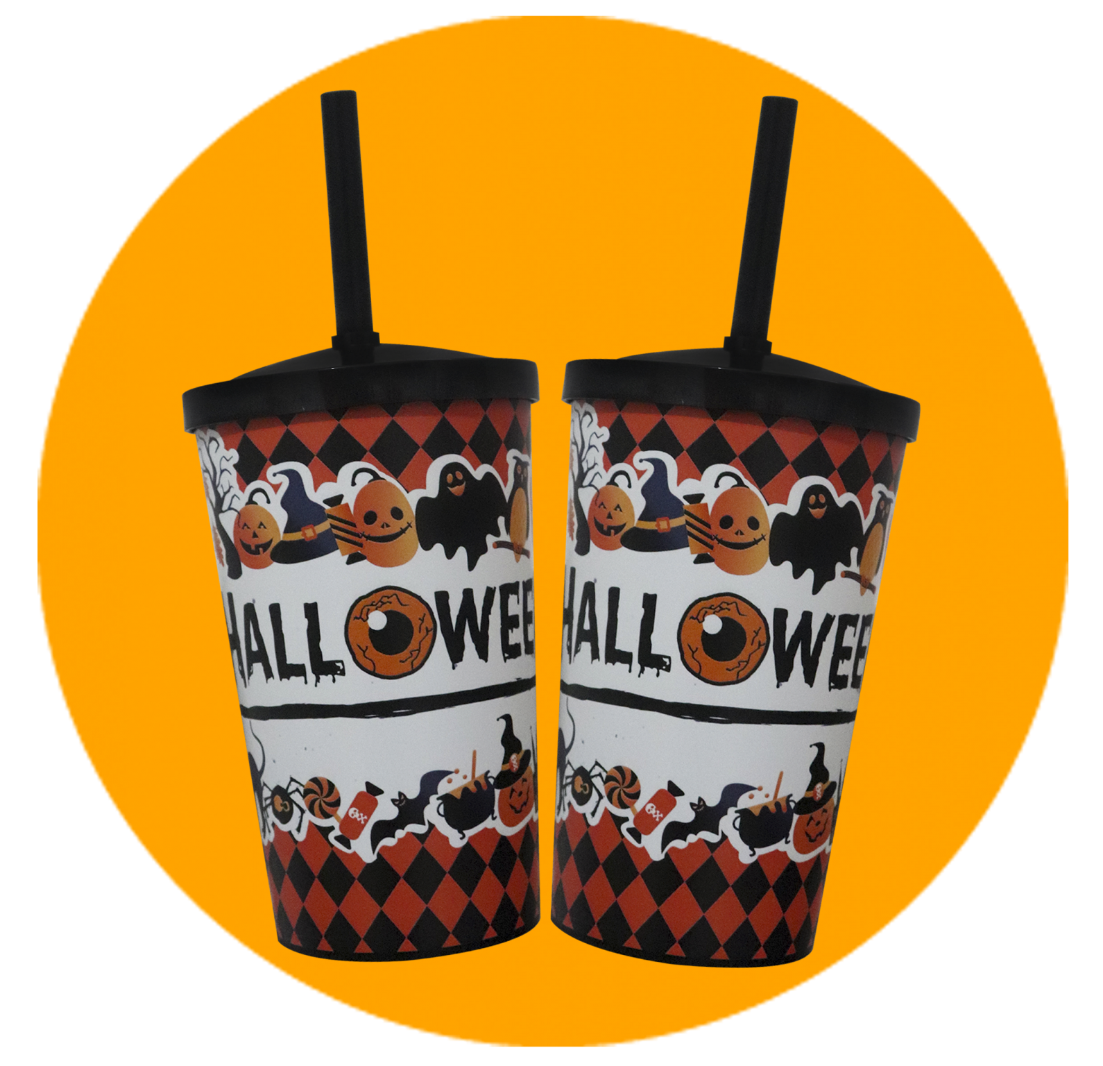 Copo Label 550ml c/tampa e canudo - Halloween