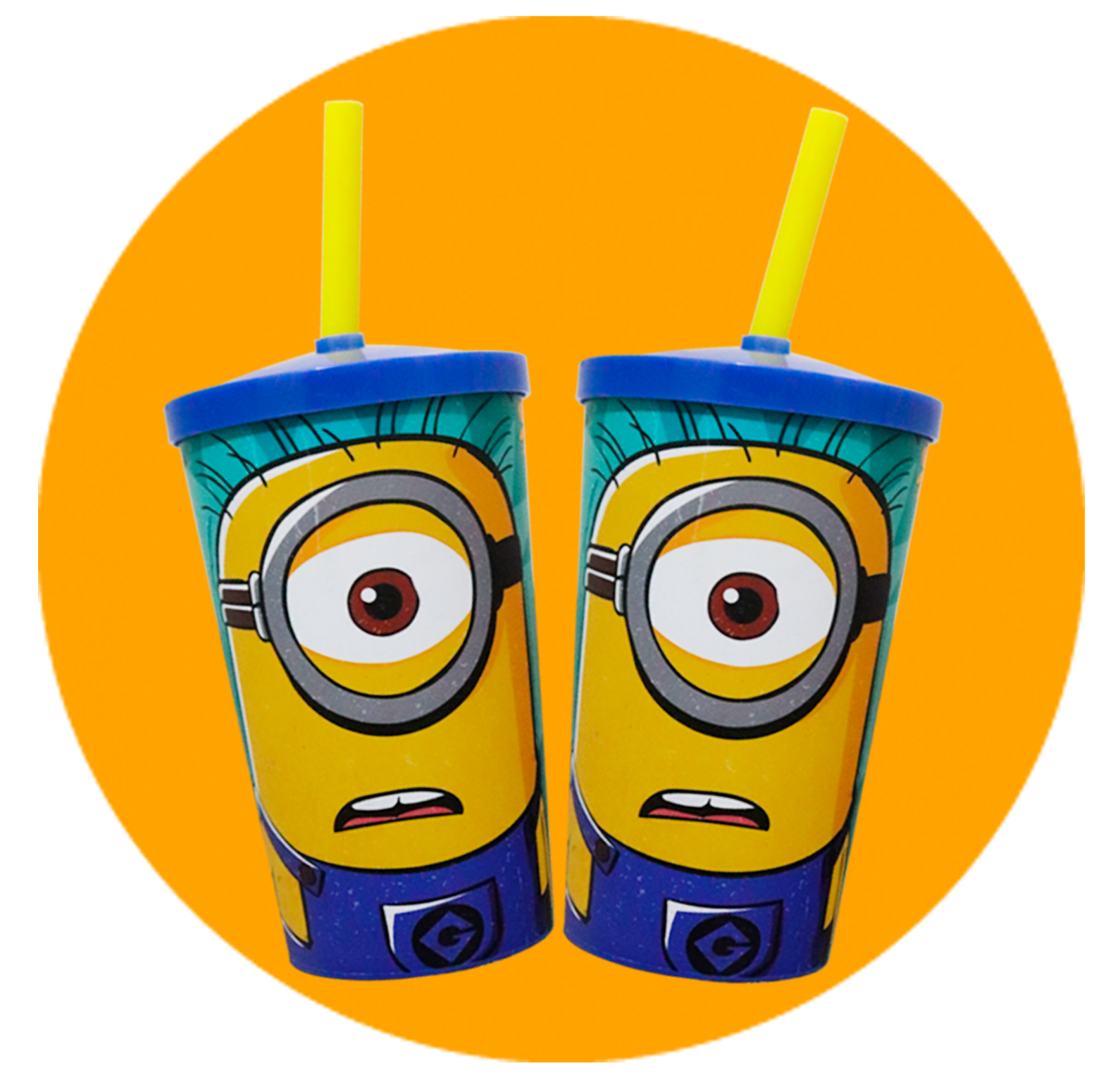 Copo Label 550ml c/tampa e canudo - Minions