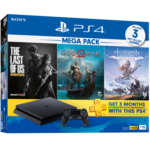 Playstation 4 Slim 1TB Preto Bundle GOW, Horizon, The last