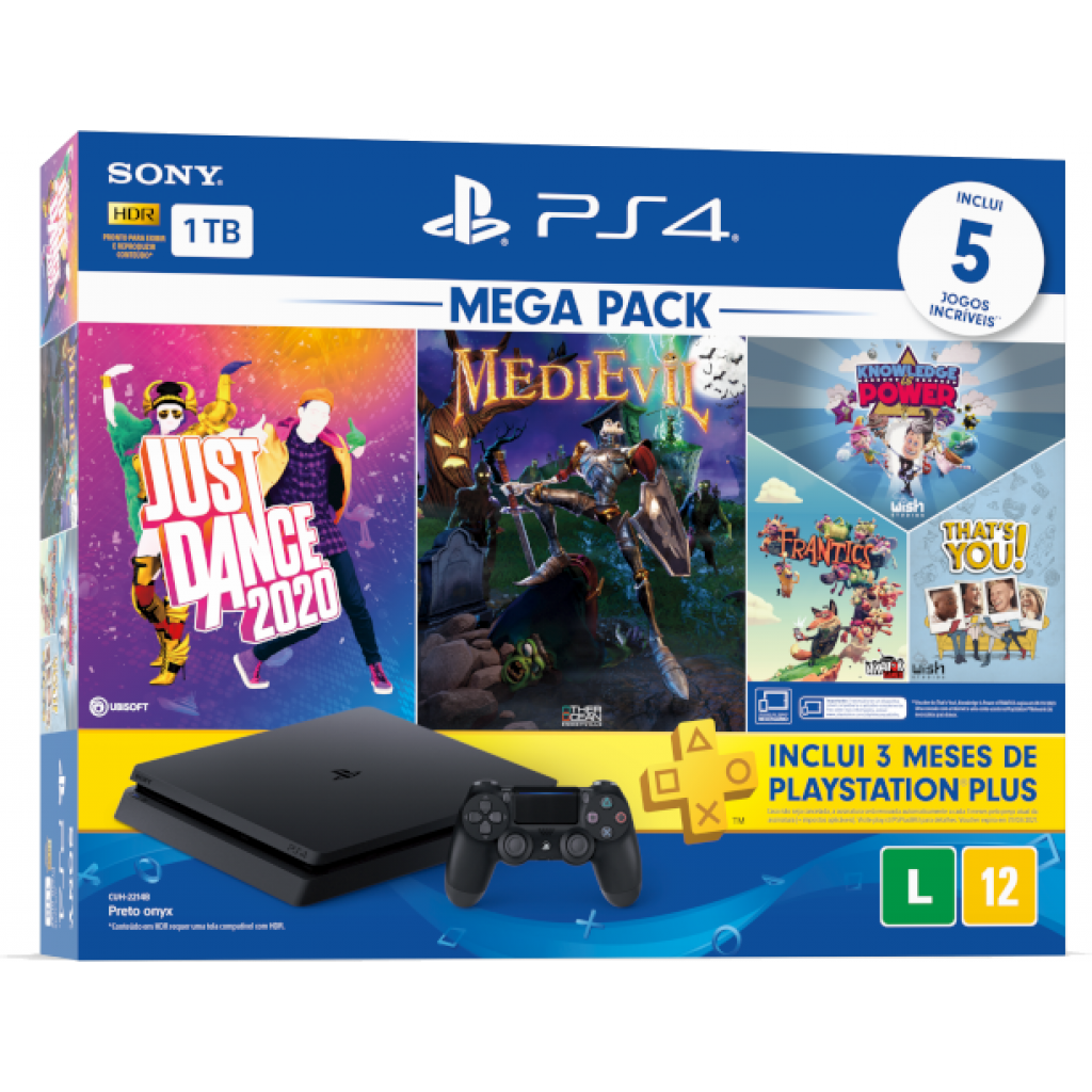 Playstation 4 Slim 1tb Pack Family V11 C/ 5 Jogos + Psn