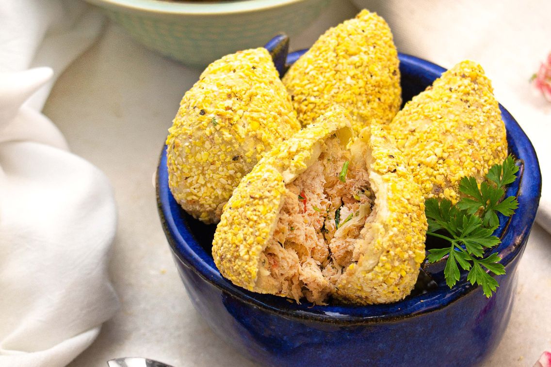 Coxinha de Batata Doce com Peito de Frango