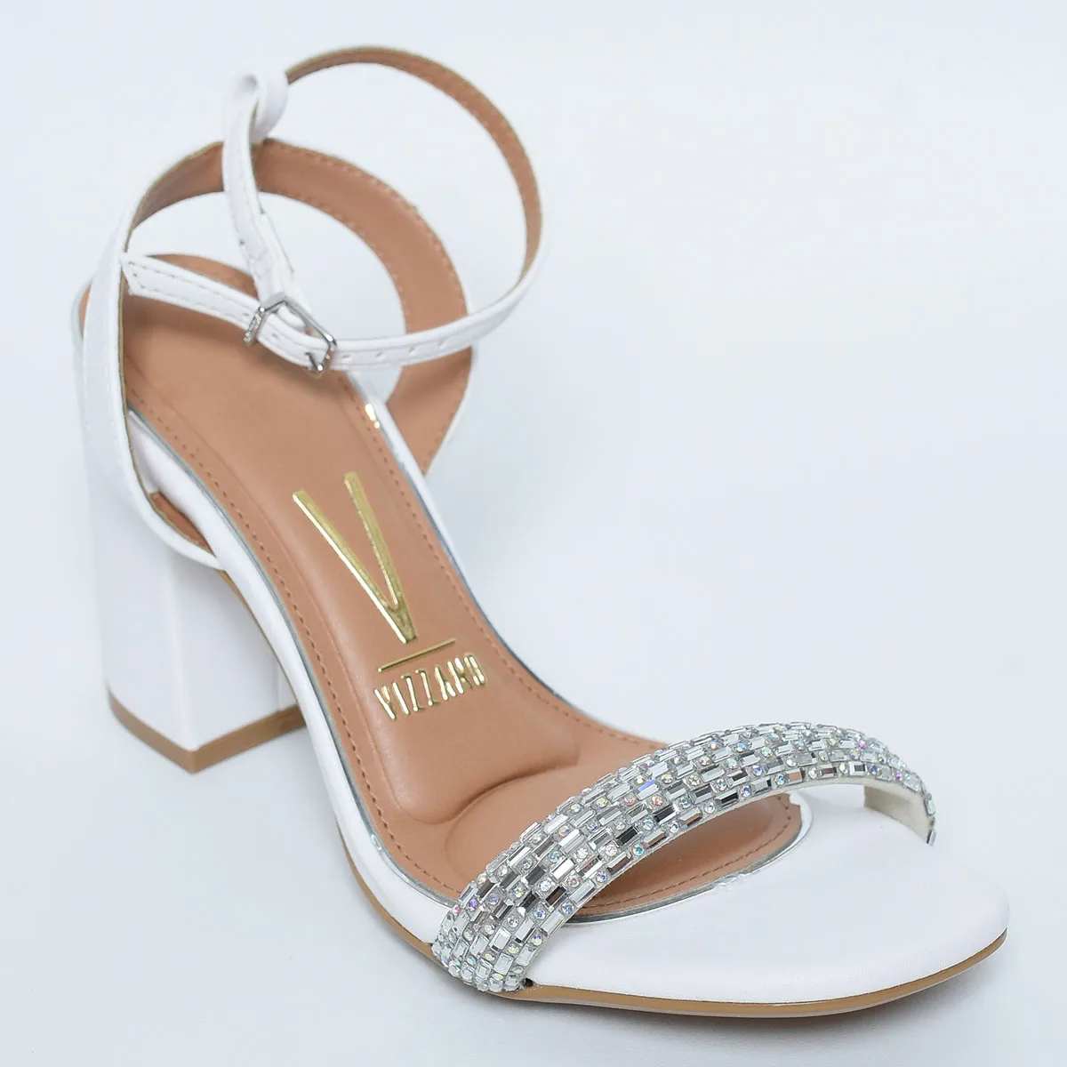 Sand�lia Vizzano Cristais Strass Salto Bloco 6409.211 - Branco