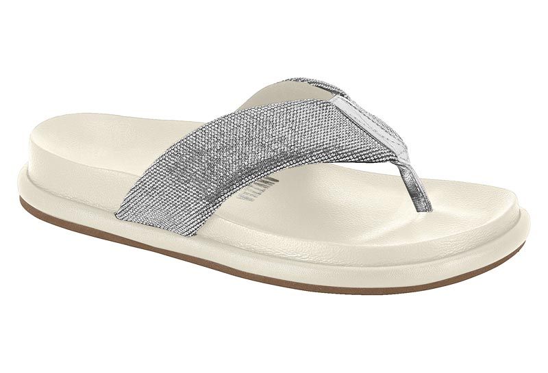 Tamanco Flat Vizzano 6507.103 branca com strass