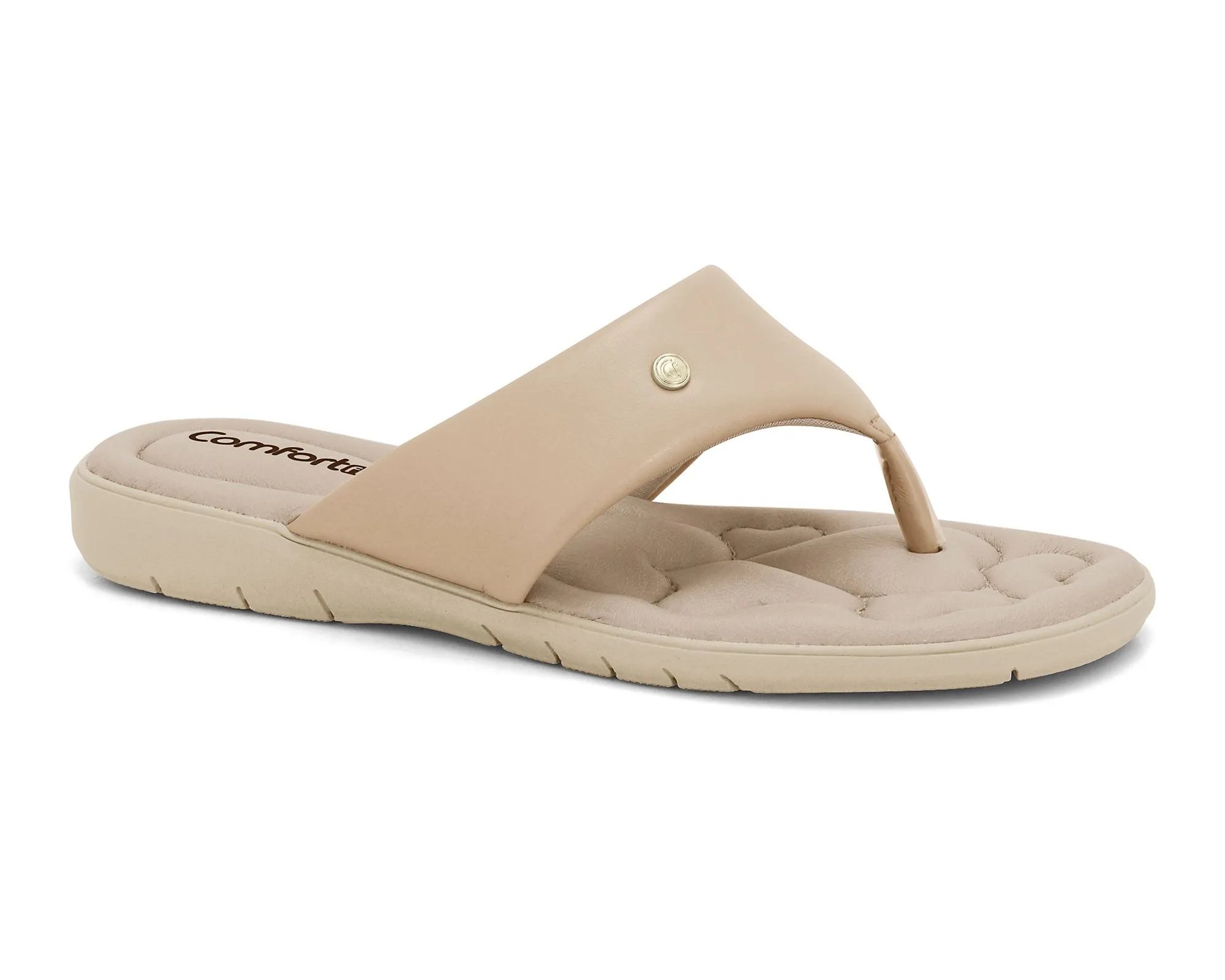Chinelo Flat Comfortflex Bege/Preto/Nude