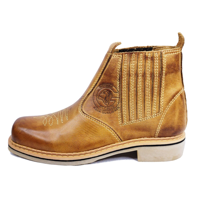 Botina Gilcalce Couro Bico Quadrado 260 Mel