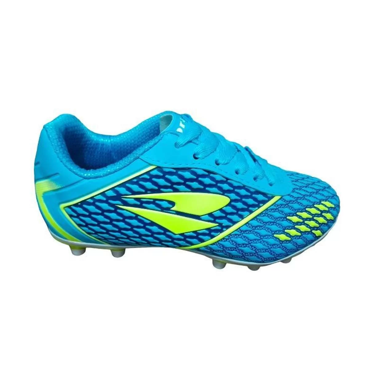 Chuteira Campo Dray Topfly Infantil - Azul Celeste e Verde Lim�o - Azul Claro