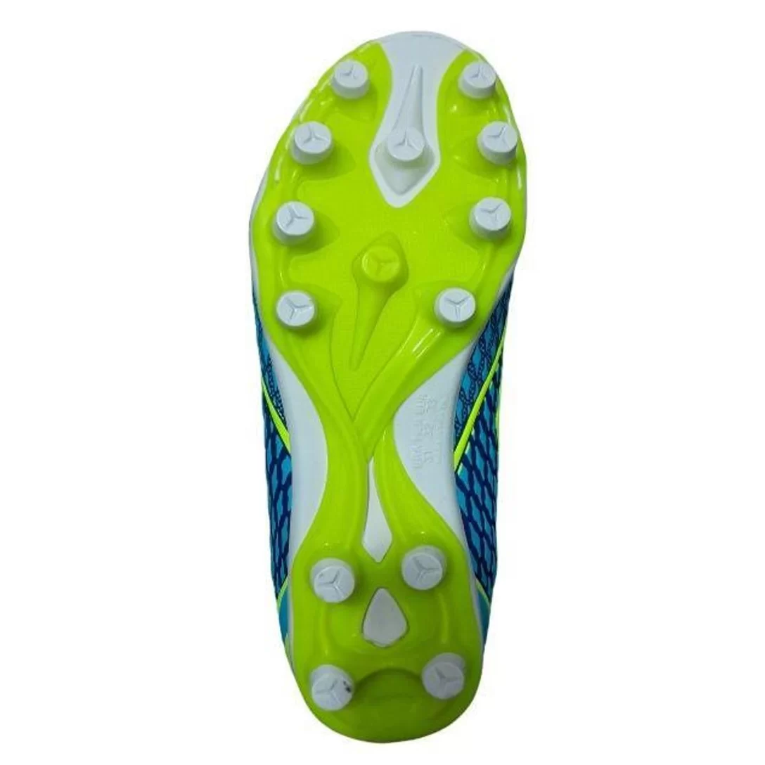 Chuteira Campo Dray Topfly Infantil - Azul Celeste e Verde Limão