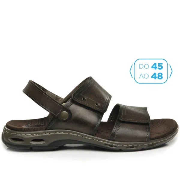 SAND�LIA PEGADA MASCULINA PLUS SIZE EM COURO CRAVO 530645