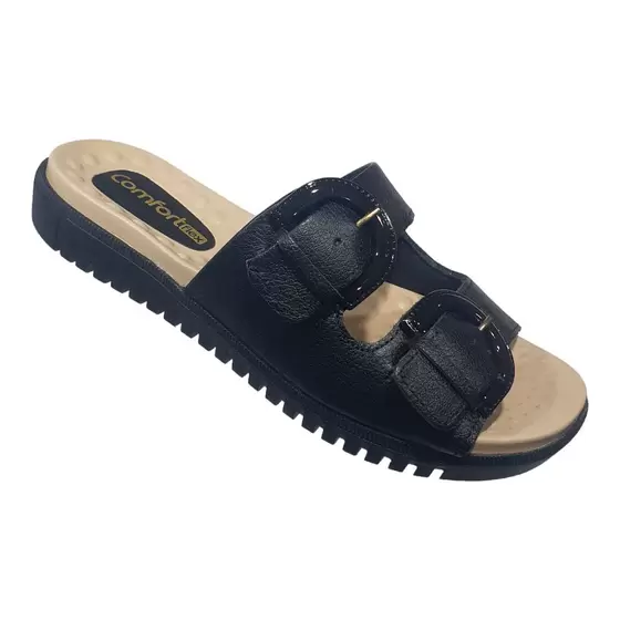 Tamanco COURO Feminino Comfortflex - Preto - 2345404