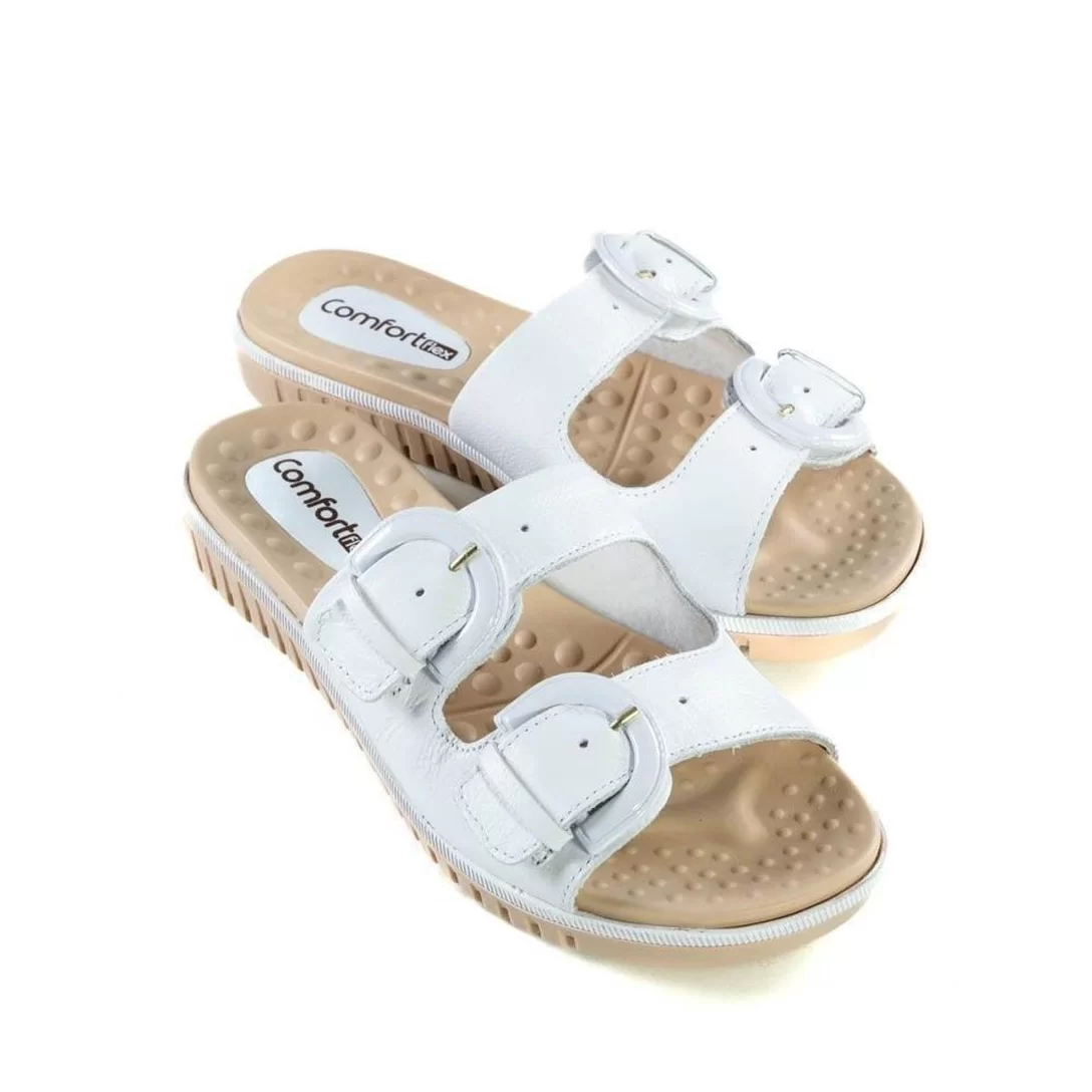 Tamanco COURO Feminino Comfortflex - Branco - 2345404
