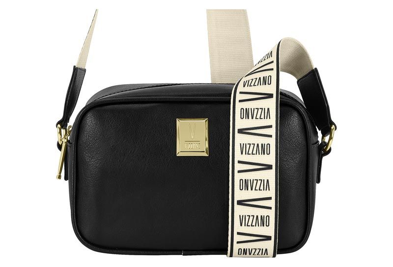 Bolsa Vizzano Napa Soft Triangulo Preto/Branco Gorgurao  Cod 10003.10.27784