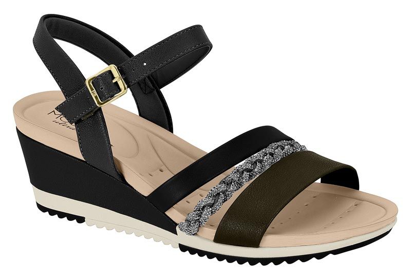 Sandalia Ortopedica Modare Strass Preta 7123.147