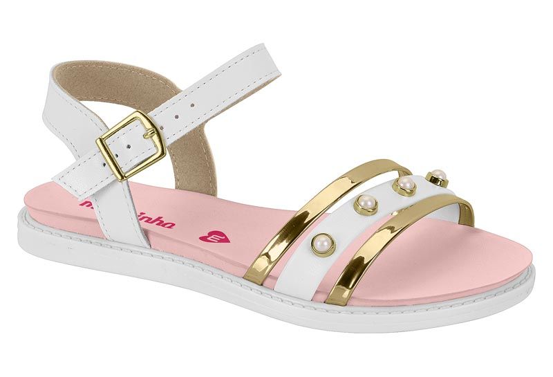 Sand�lia Infantil Molekinha Menina Metalizada Perolas 2312.261