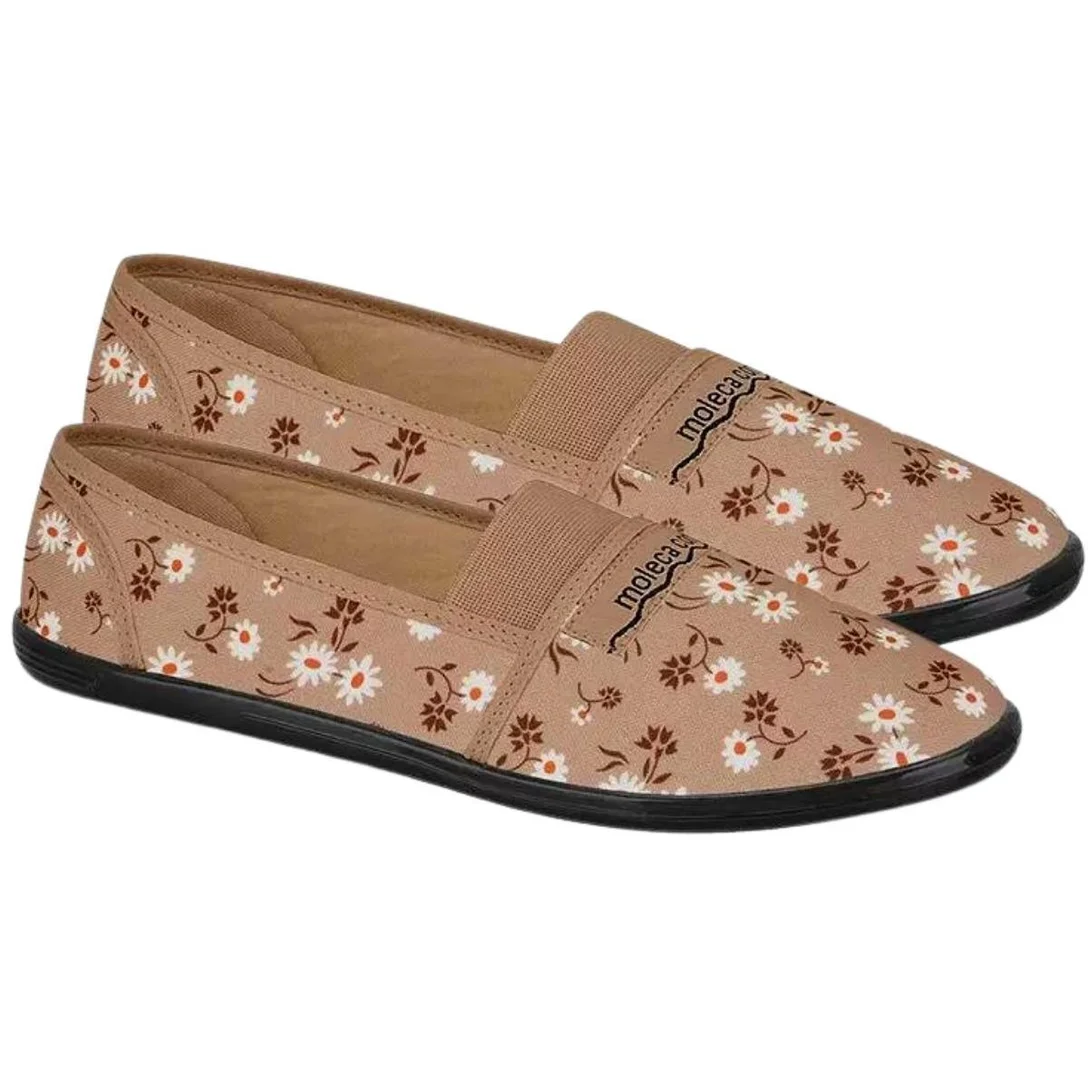 Sapatilha Moleca Nude Flores Tecido 520.59