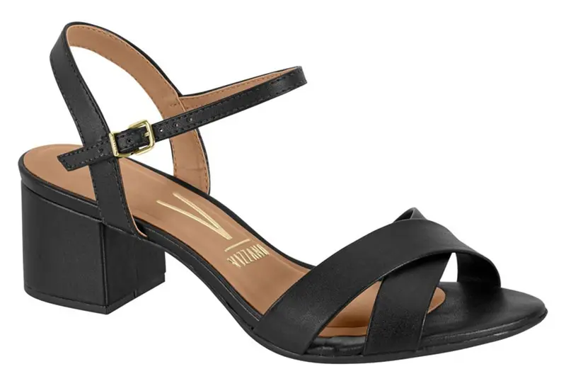 Sand�lia Vizzano Salto Grosso 6291.927 Tira Cruzada Preta