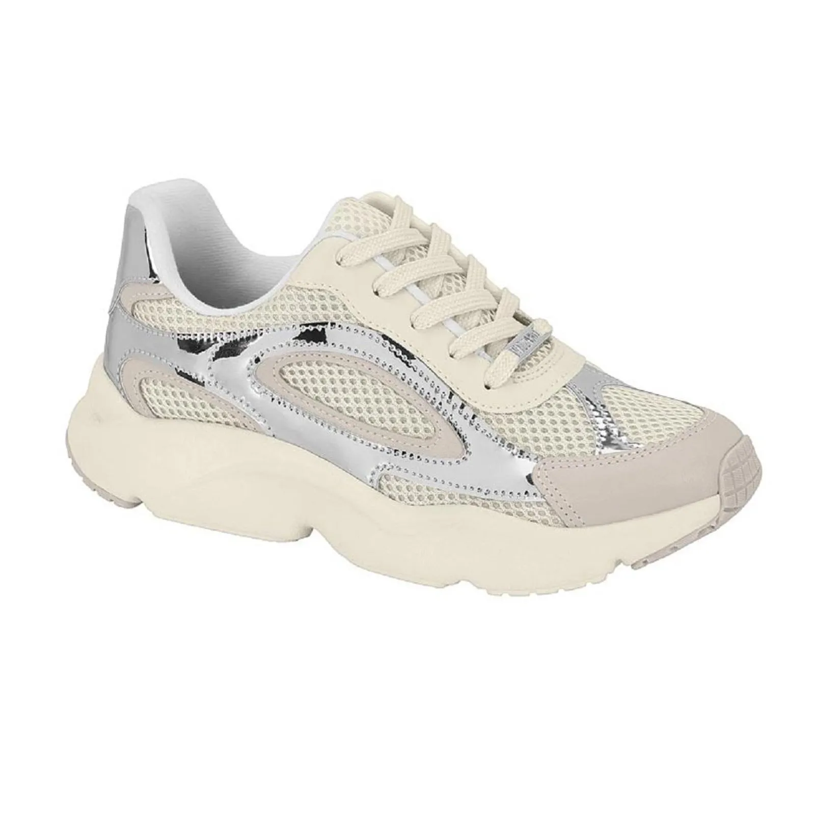 T�nis Feminino Casual Vizzano Chunky Sneaker 1440.100 BRANCO OFF/PRATA