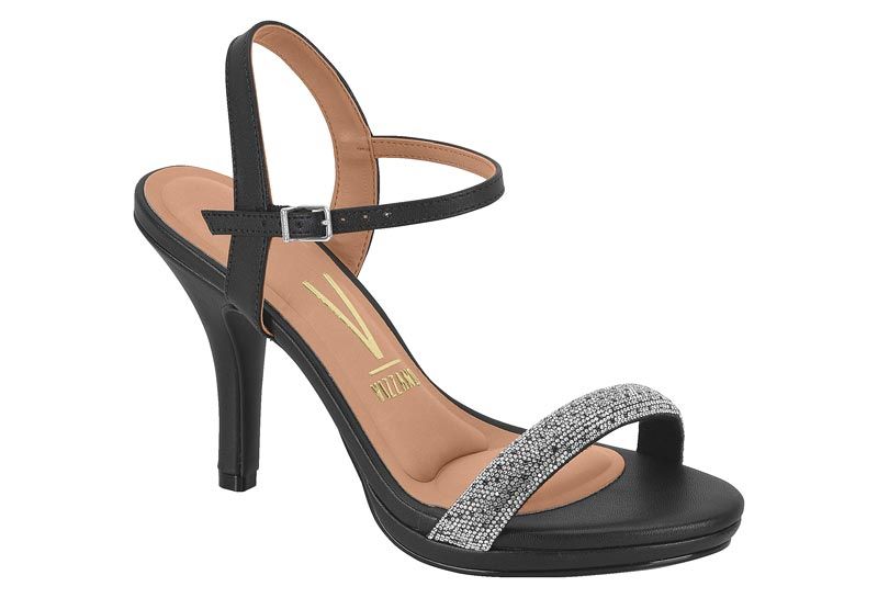 Sand�lia Feminina Vizzano 6210.1039 - Cristal Jet Hematite Preto