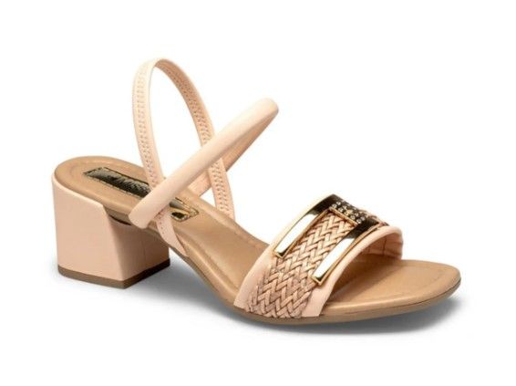 Sand�lia Salto M�dio Grosso Calce F�cil Mississipi MB832 - Peach