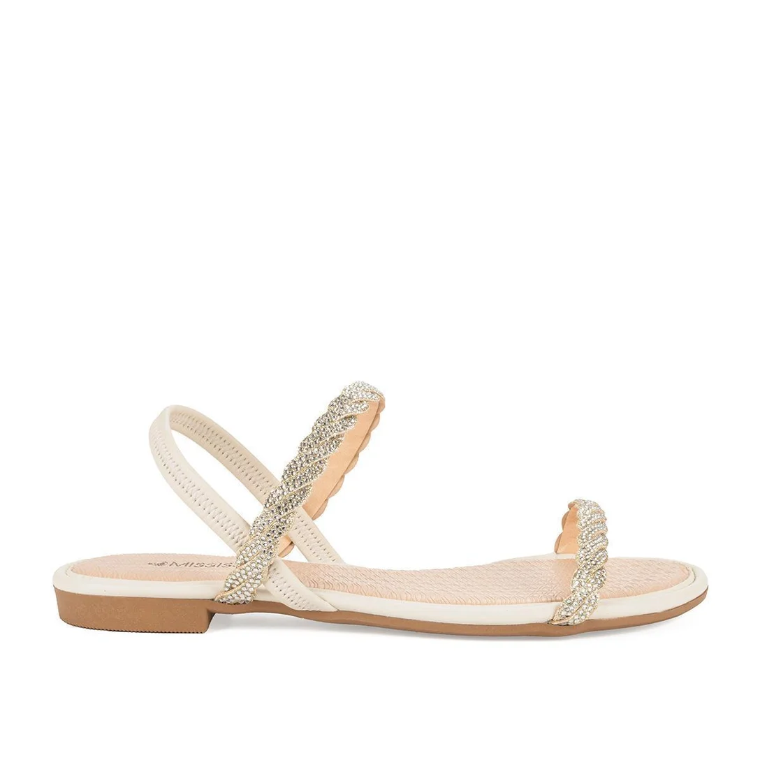 Sand�lia Mississipi Rasteira Com Brilhos MB052 - Gelo