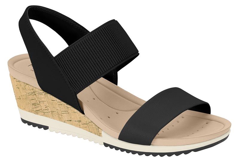 Sand�lia Anabela El�stico Modare 7123.107 Preta-Corti�a