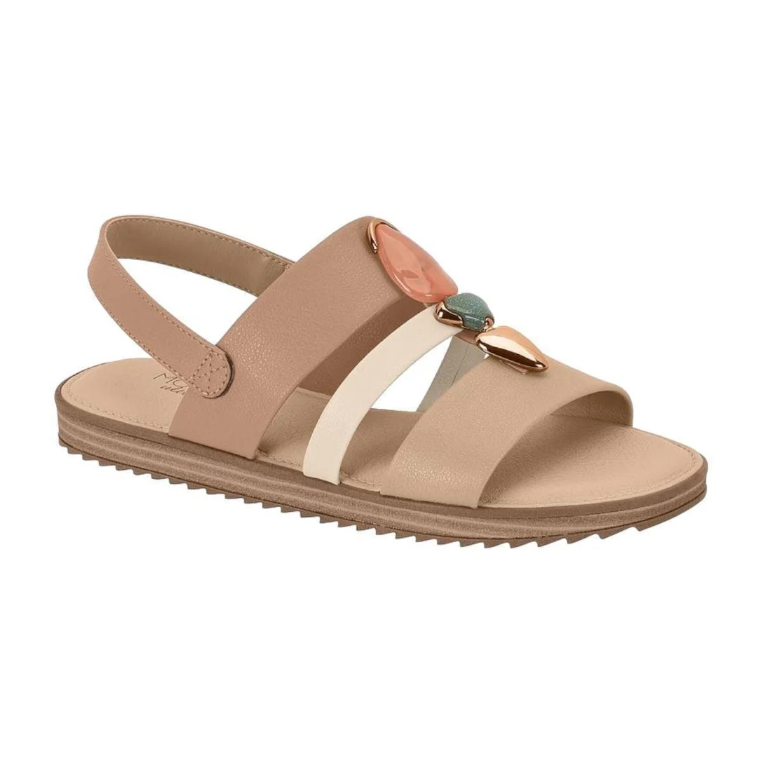 Sandalia Modare 7141.144 Flatform Pedraria Conforto Elastico - Nude