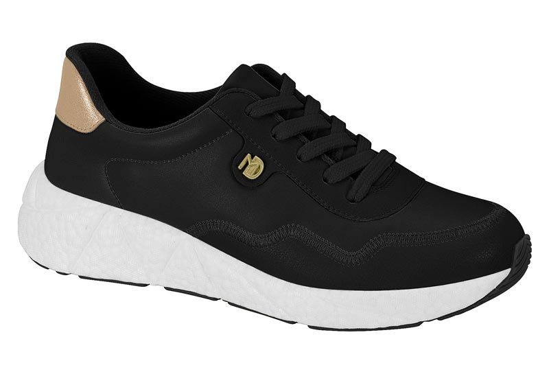 TENIS MODARE 7395.100.28623 CASUAL - PRETO/DOURADO