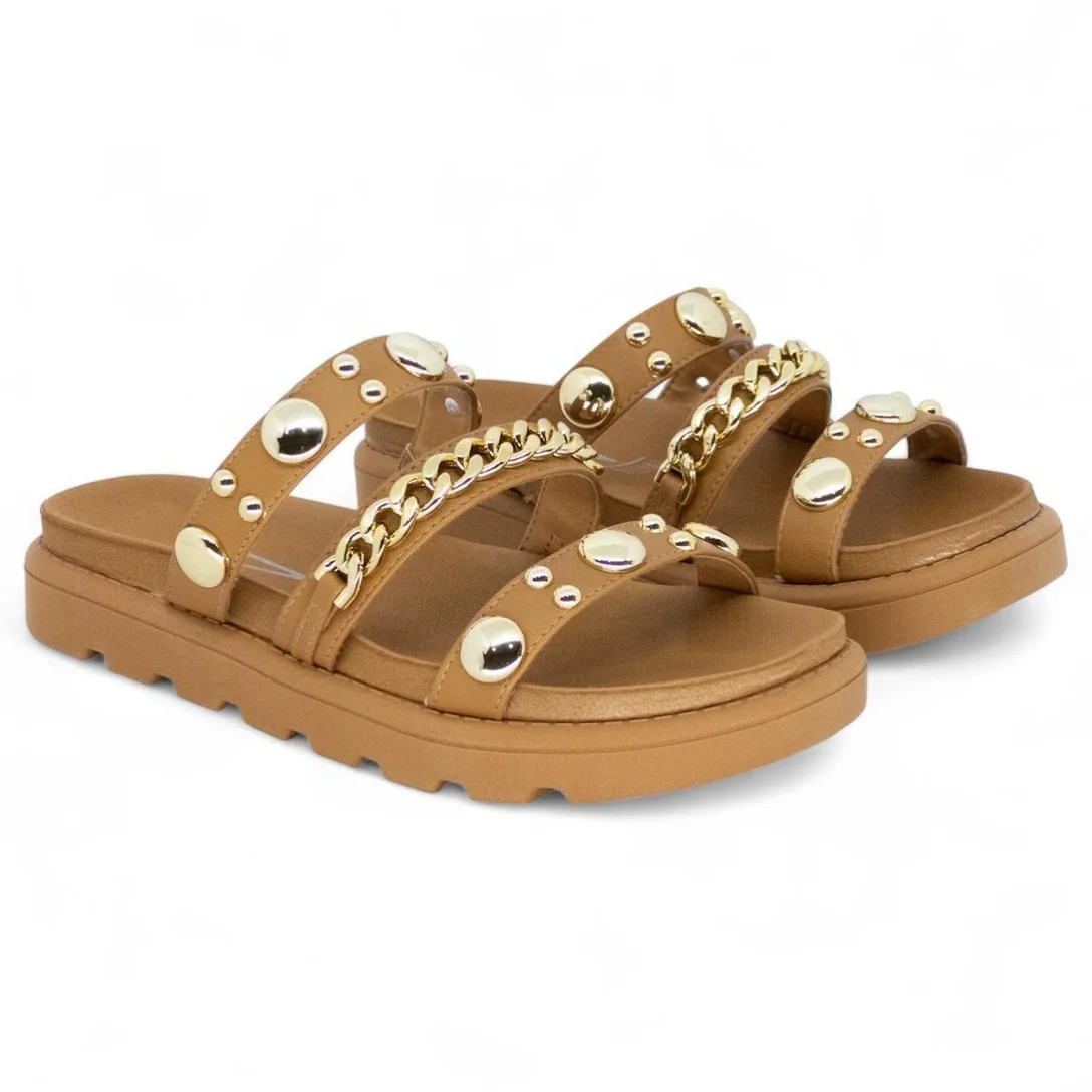 Papete Vizzano Feminina Tratorada Tiras Spike 6510.102 - Caramelo