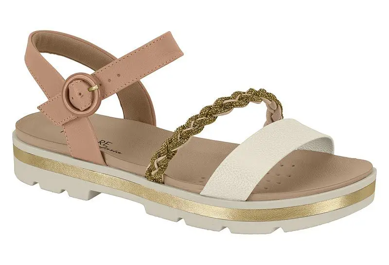 Sand�lia papate ortop�dica Modare 7132.144 plataforma tira em strass Nude / Aurora Boreal