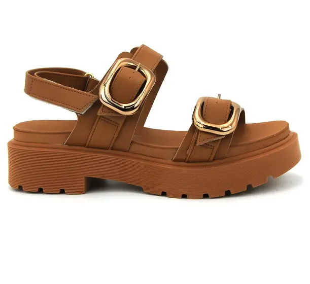 Sandalia Feminina Vizzano 6499.115 Sola Alta Plataforma - Camel