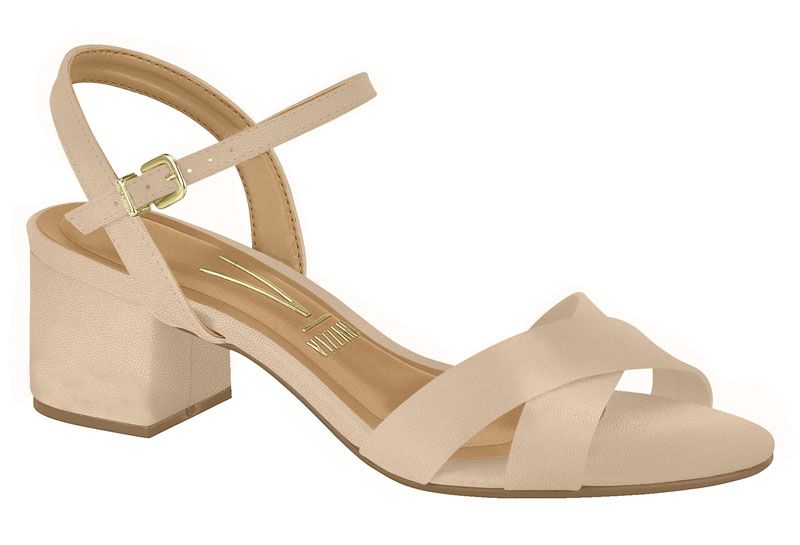 Sand�lia Vizzano Salto Grosso 6291.927 Tira Cruzada - Bege