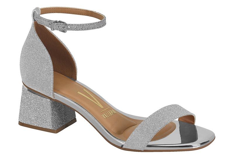 Sandalia Feminina Vizzano Calcanhar Fechado Salto 6428.104 - Prata