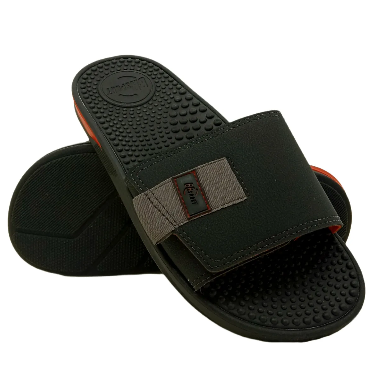 Chinelo Slide Casual Masculino Br Sport Confort�vel Com Bolhas Anat�mica 2254 104 Preto/ Vermelho