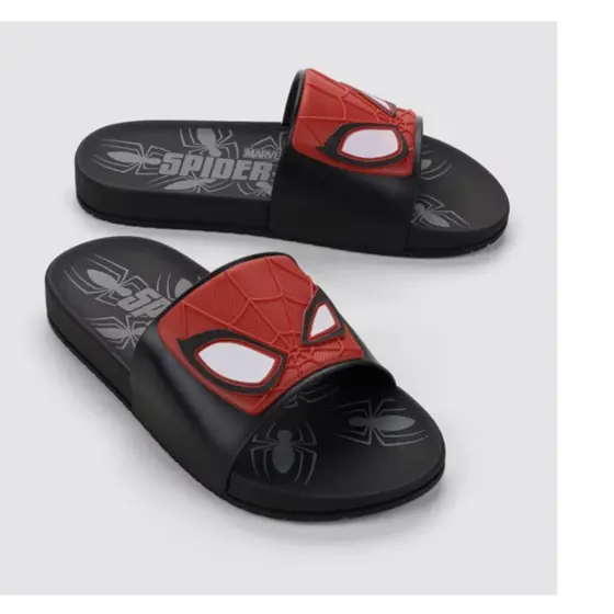 Chinelo Infantil Meninos Slide Grendene Homem Aranha View - Preto