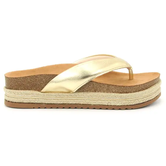 Tamanco Beira Rio 8546.100 Papete Anabela Dedo Feminino - Dourado