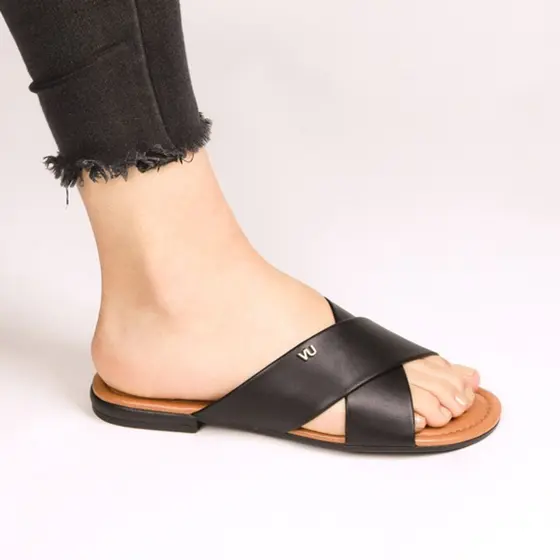 Rasteirinha Adulto Feminino Via Uno 859016 - Preto