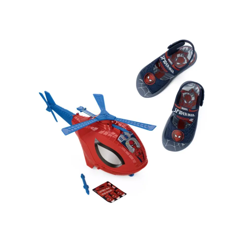 Sand�lia Infantil Homem Aranha + Brinquedo Helic�ptero Grendene 