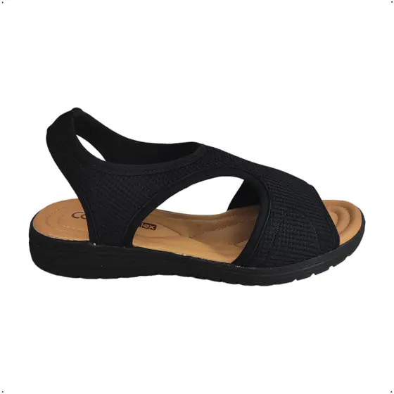 Sandalia Comfortflex 2551302 Lycra Ortop�dica Elastano - Preto