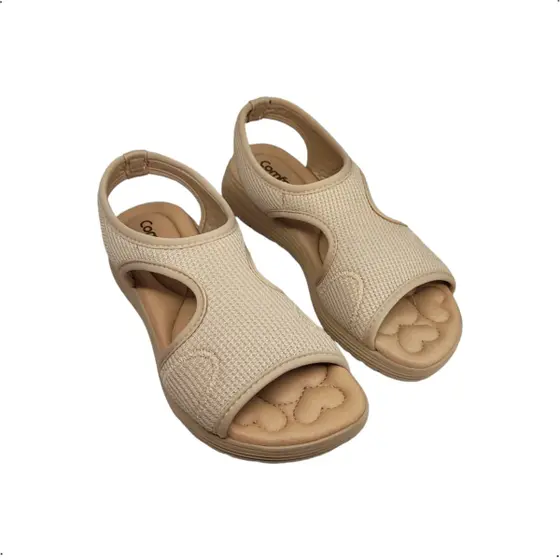 Sandalia Comfortflex 2551302 Lycra Ortop�dica Elastano - Almond