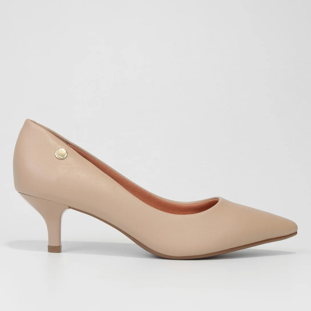 Scarpin Vizzano 1122.828 Salto Baixo B�sico Bico Fino Feminino - Bege