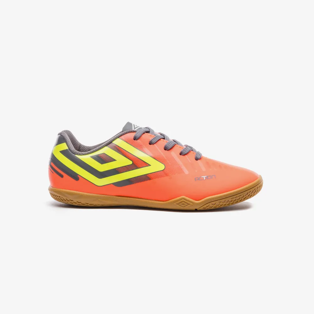 Chuteira Futsal Umbro Action Jr - Coral/ Grafite