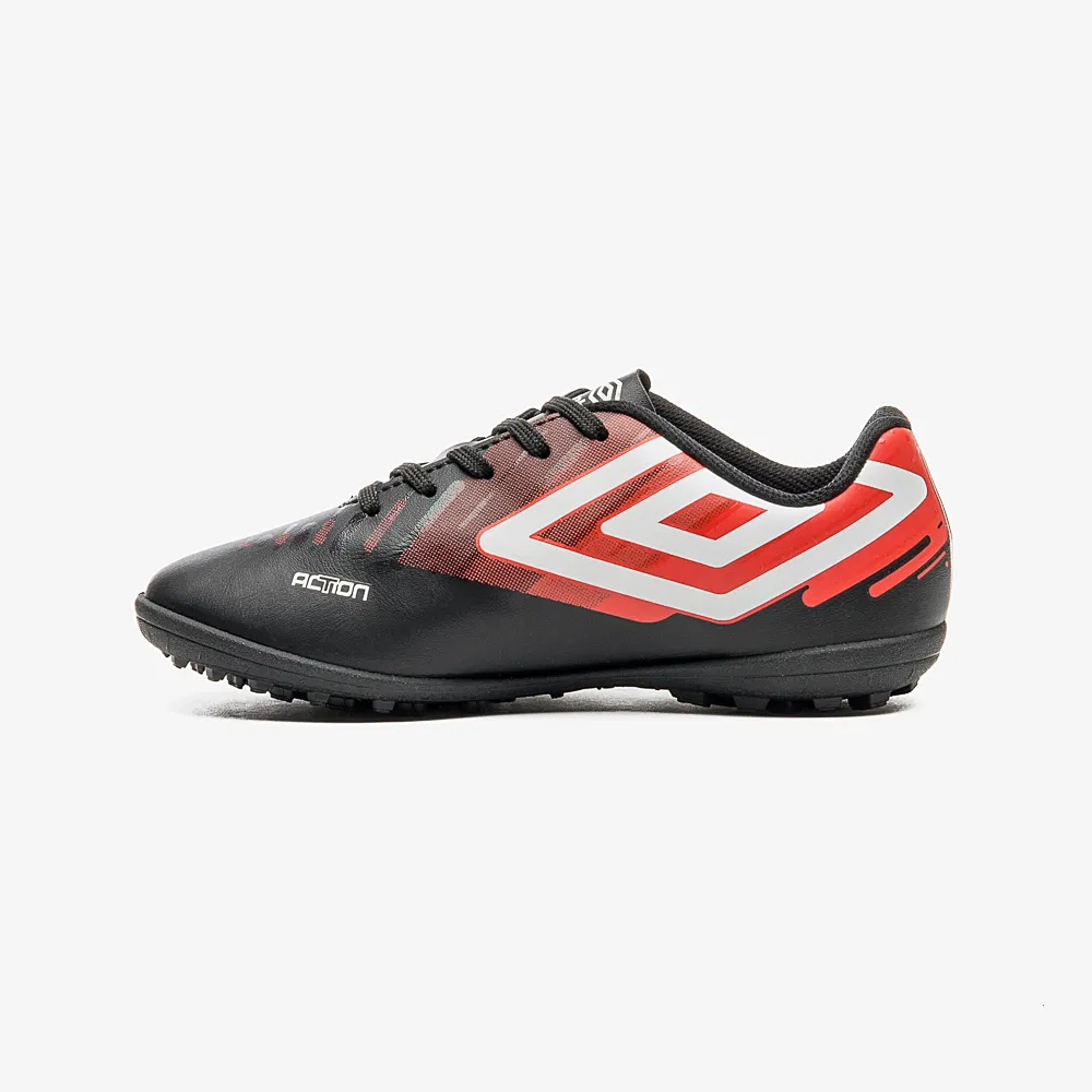Chuteira Society Umbro Action Jr - Preto/ Vermelho